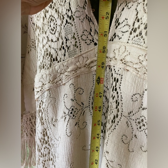 Boho Unique Antique Vintage Classic Cotton Ivory Lace Wedding dress size 4 - Picture 8 of 14